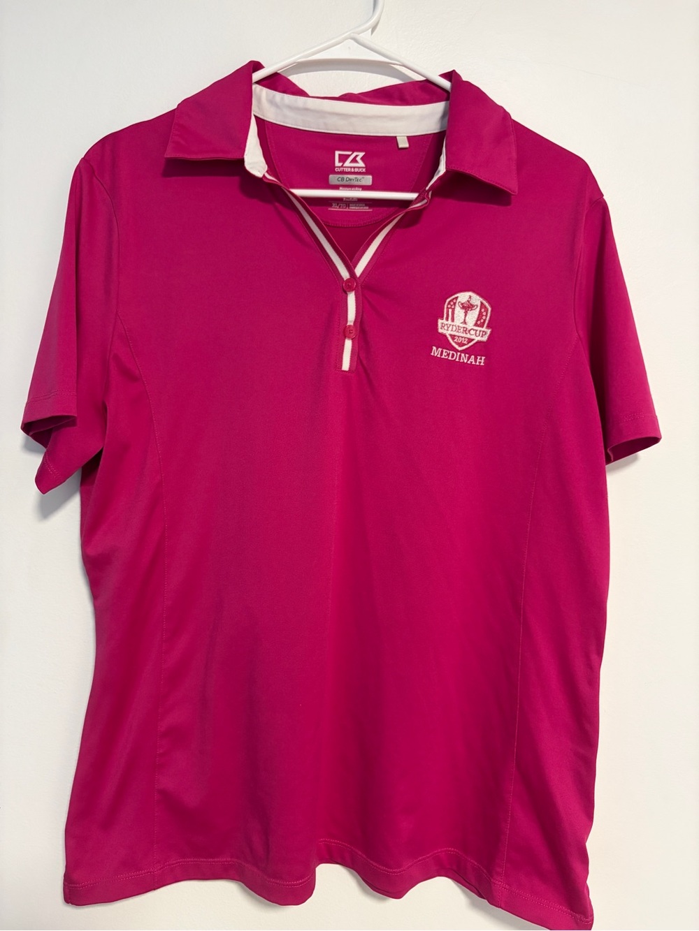 Cutter & Buck CB DryTec Ryder Cup 2012 Medinah Golf Polo Shirt Women’s XL Pink